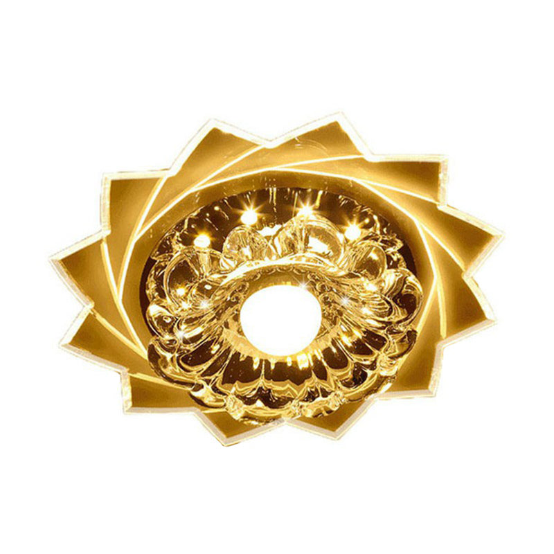 Plafonnier LED transparent de Style moderne, luminaire décoratif de plafond, motif Floral en cristal, pour couloir