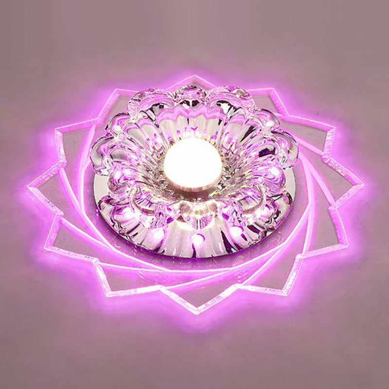 Plafonnier LED transparent de Style moderne, luminaire décoratif de plafond, motif Floral en cristal, pour couloir