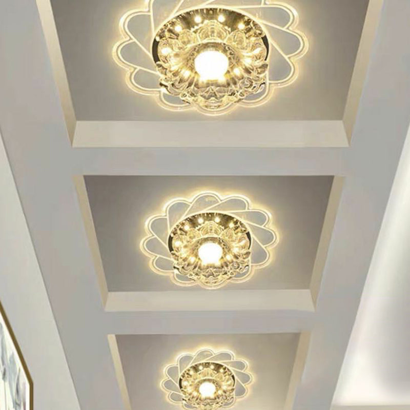 Éclairage encastré en cristal en forme de fleur luminaire encastré LED transparent minimaliste