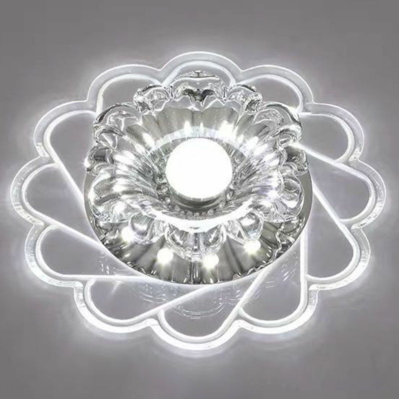 Éclairage encastré en cristal en forme de fleur luminaire encastré LED transparent minimaliste