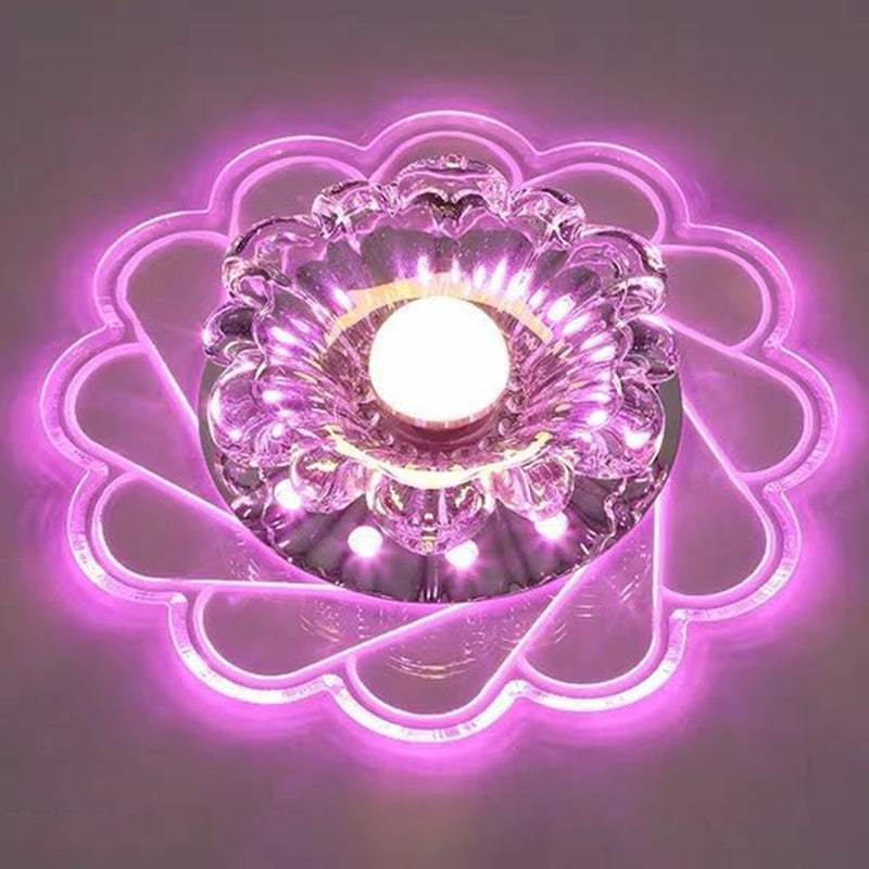 Éclairage encastré en cristal en forme de fleur luminaire encastré LED transparent minimaliste