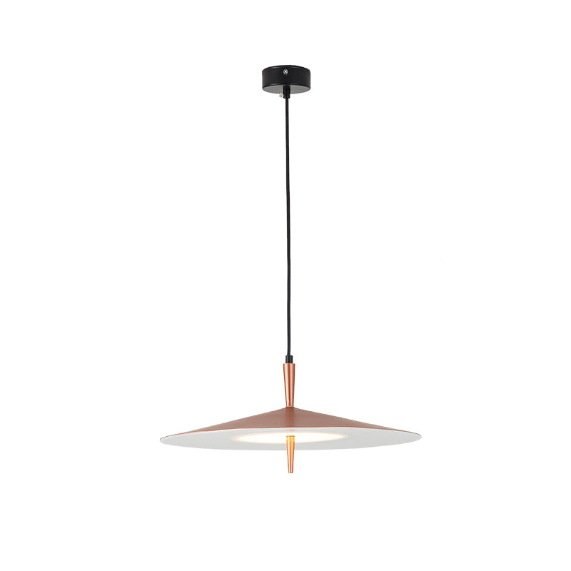 Colgante de suspensión delgada de oro rosa contemporáneo 1 luz acrílica acrílica luz de techo en luz blanca