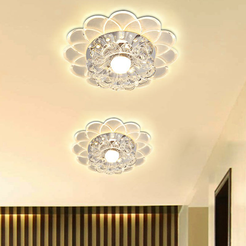 Floral Flush Ceiling Light Contemporary Crystal Clear LED Flush Mount Lighting Fixture