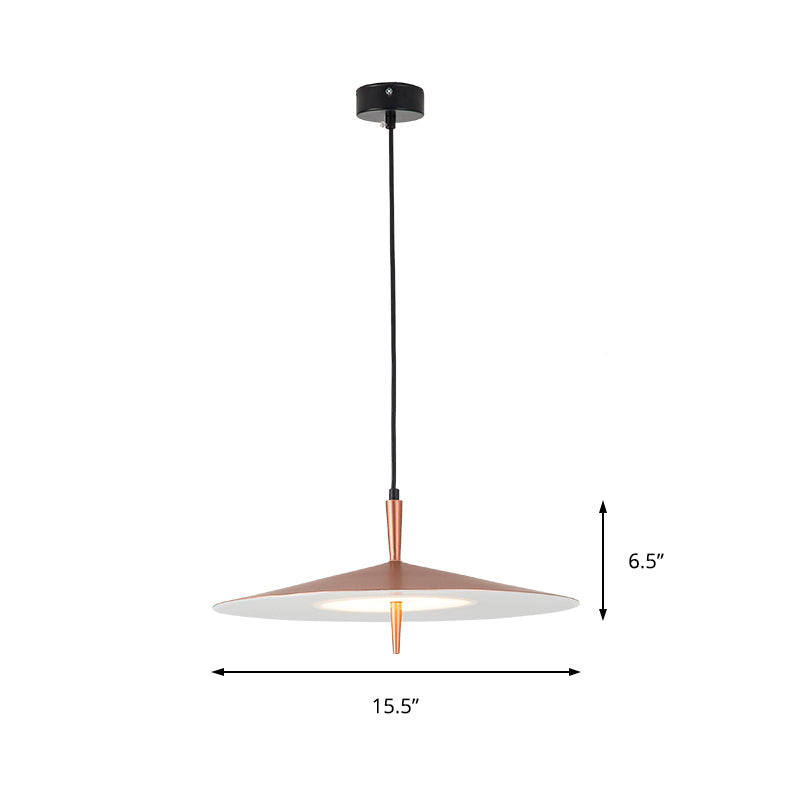 Colgante de suspensión delgada de oro rosa contemporáneo 1 luz acrílica acrílica luz de techo en luz blanca
