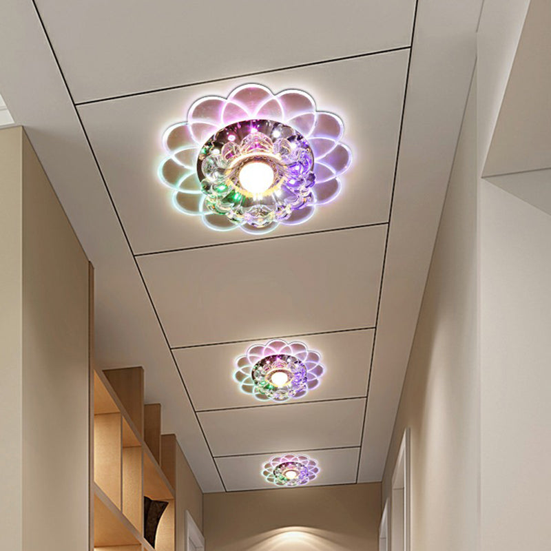 Floral Flush Ceiling Light Contemporary Crystal Clear LED Flush Mount Lighting Fixture