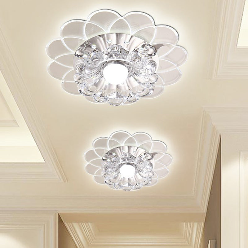 Floral Flush Ceiling Light Contemporary Crystal Clear LED Flush Mount Lighting Fixture