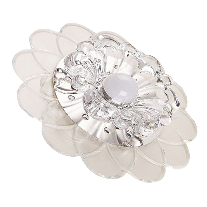 Floral Flush Ceiling Light Contemporary Crystal Clear LED Flush Mount Lighting Fixture