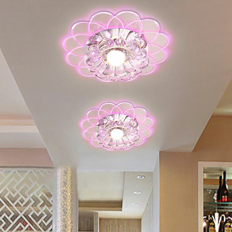 Floral Flush Ceiling Light Contemporary Crystal Clear LED Flush Mount Lighting Fixture