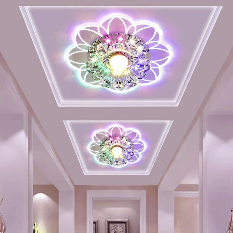 Plafonnier LED encastrable pour couloir de fleurs, plafonnier en cristal Simplicity en transparent