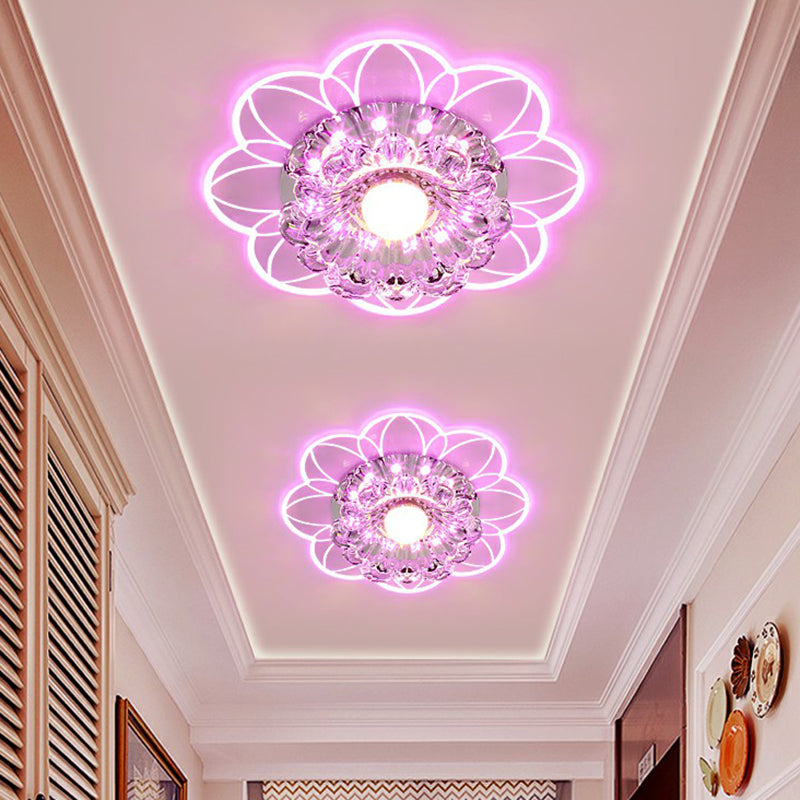 Plafonnier LED encastrable pour couloir de fleurs, plafonnier en cristal Simplicity en transparent
