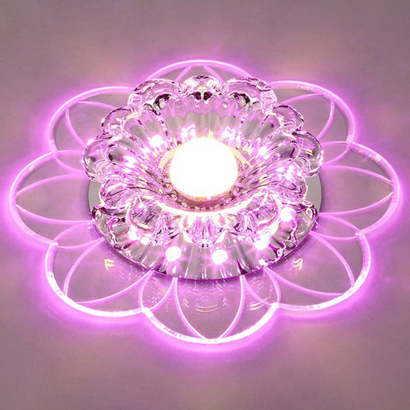 Plafonnier LED encastrable pour couloir de fleurs, plafonnier en cristal Simplicity en transparent