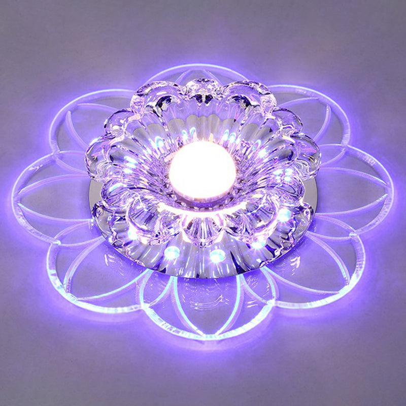 Plafonnier LED encastrable pour couloir de fleurs, plafonnier en cristal Simplicity en transparent