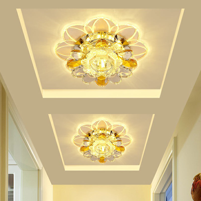 Effacer Floral Forme LED Flush Mount Light Simplicité Crystal Flush Mount Ceiling Light