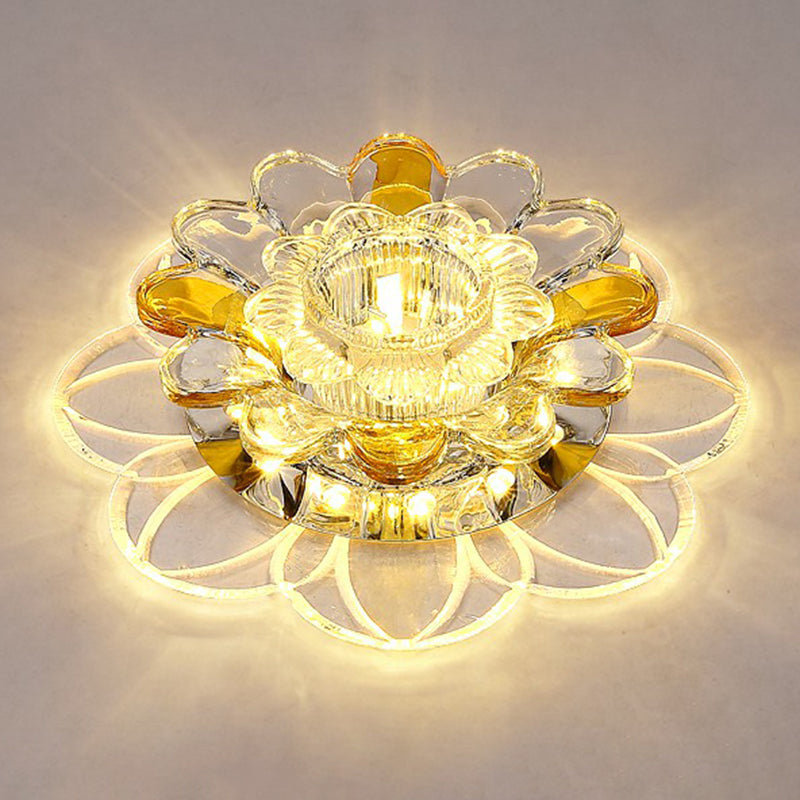 Effacer Floral Forme LED Flush Mount Light Simplicité Crystal Flush Mount Ceiling Light