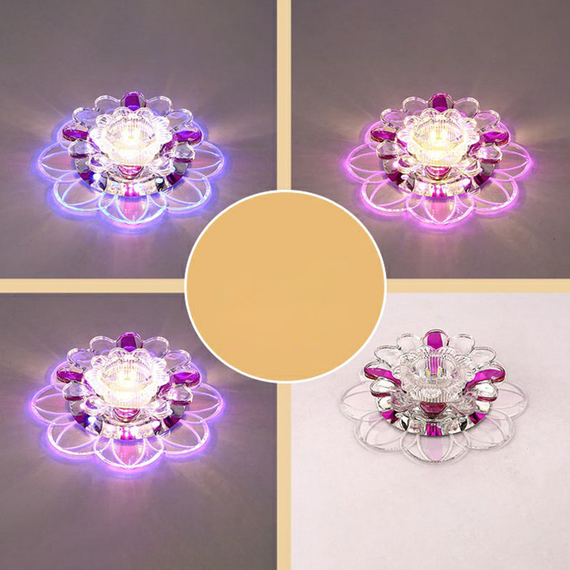 Effacer Floral Forme LED Flush Mount Light Simplicité Crystal Flush Mount Ceiling Light