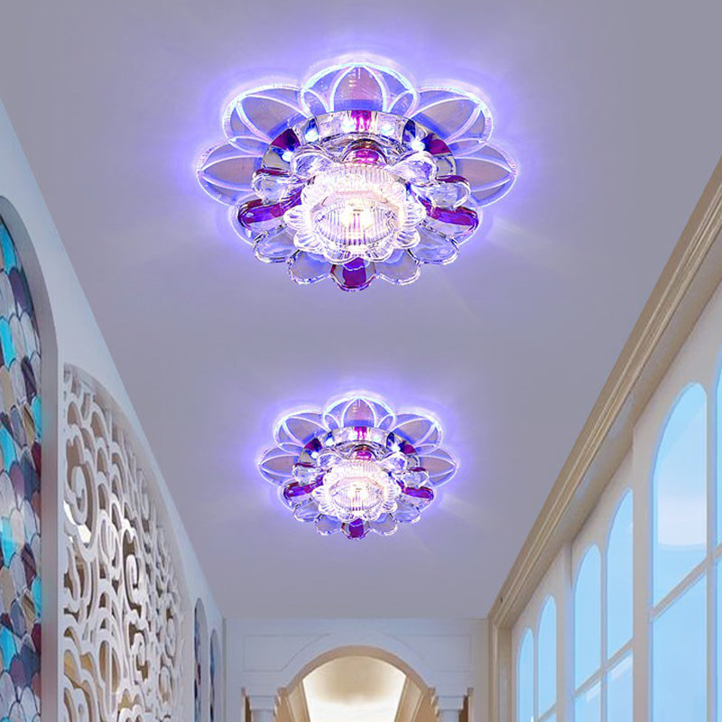 Effacer Floral Forme LED Flush Mount Light Simplicité Crystal Flush Mount Ceiling Light