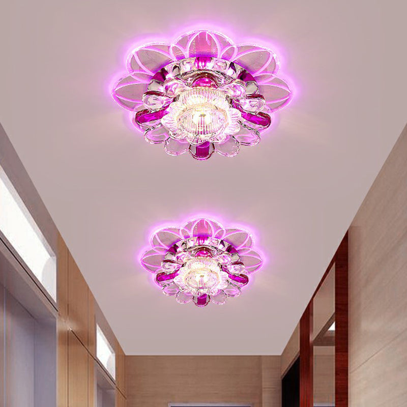Effacer Floral Forme LED Flush Mount Light Simplicité Crystal Flush Mount Ceiling Light