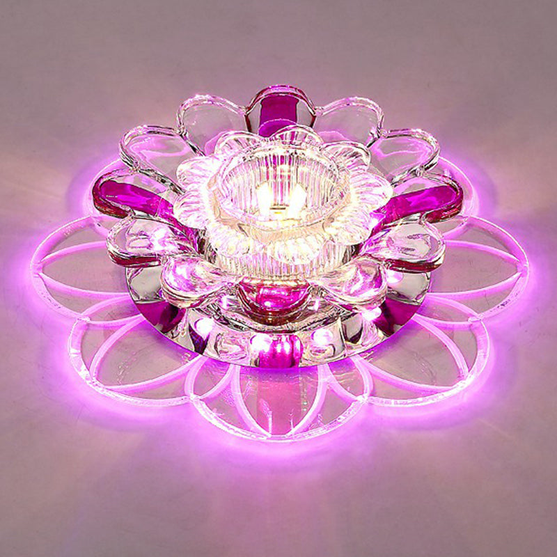 Effacer Floral Forme LED Flush Mount Light Simplicité Crystal Flush Mount Ceiling Light