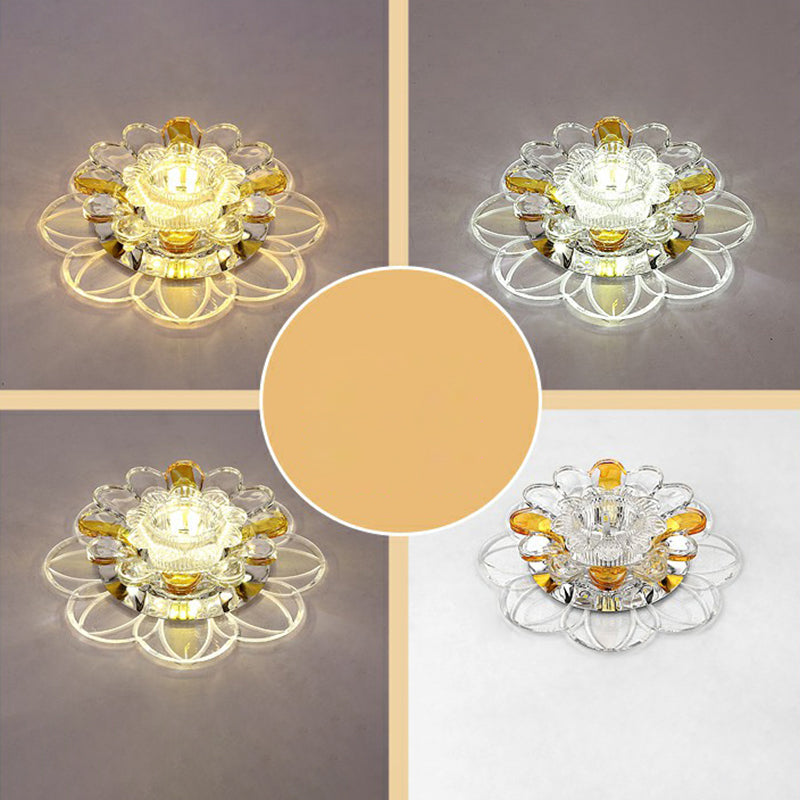 Effacer Floral Forme LED Flush Mount Light Simplicité Crystal Flush Mount Ceiling Light