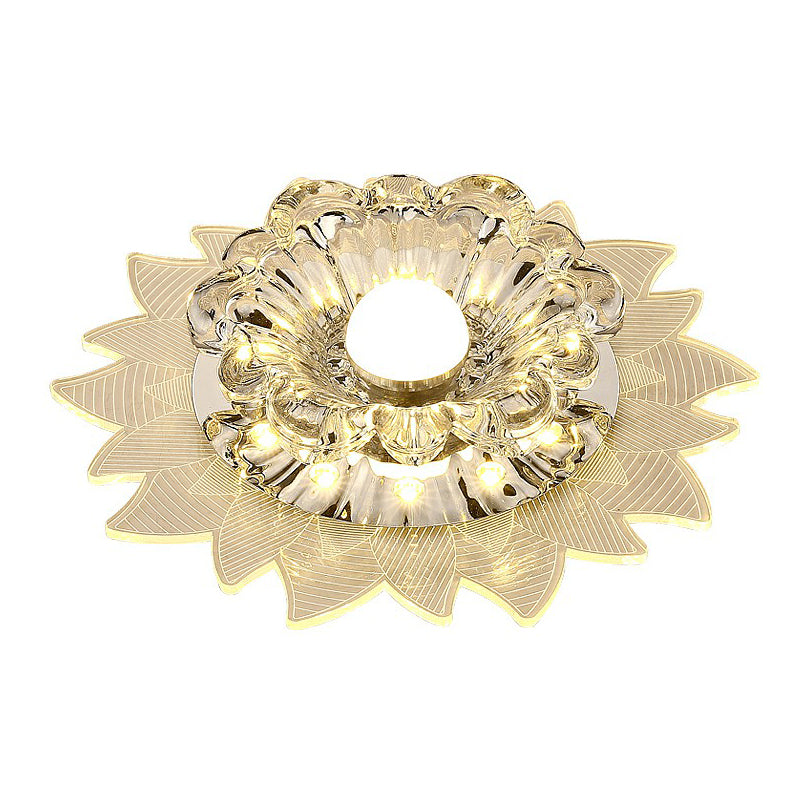 Plafonnier encastré de couloir de cristal encastré LED moderne en forme de fleur