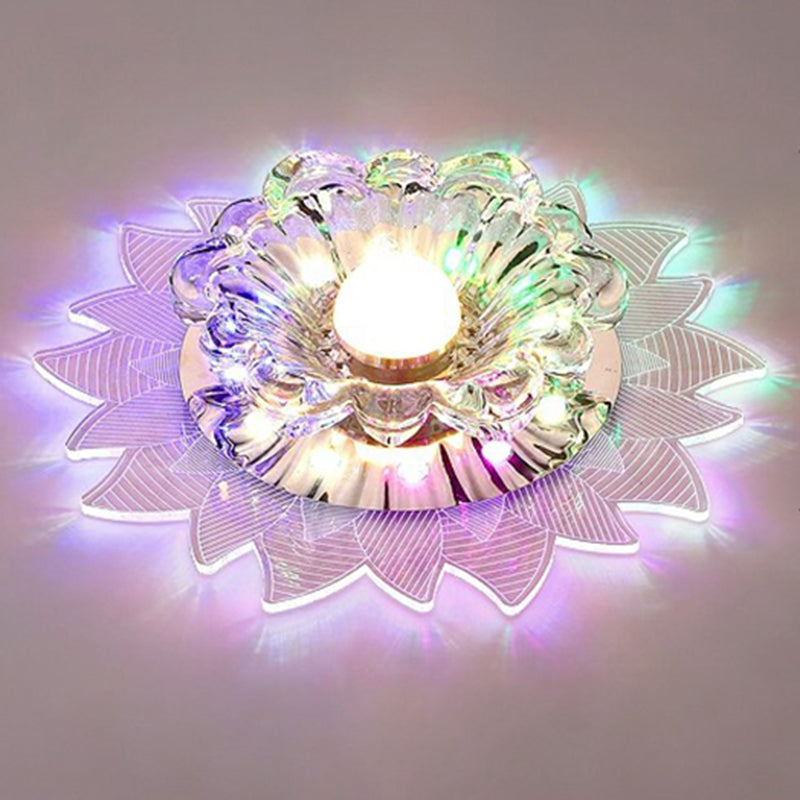 Plafonnier encastré de couloir de cristal encastré LED moderne en forme de fleur