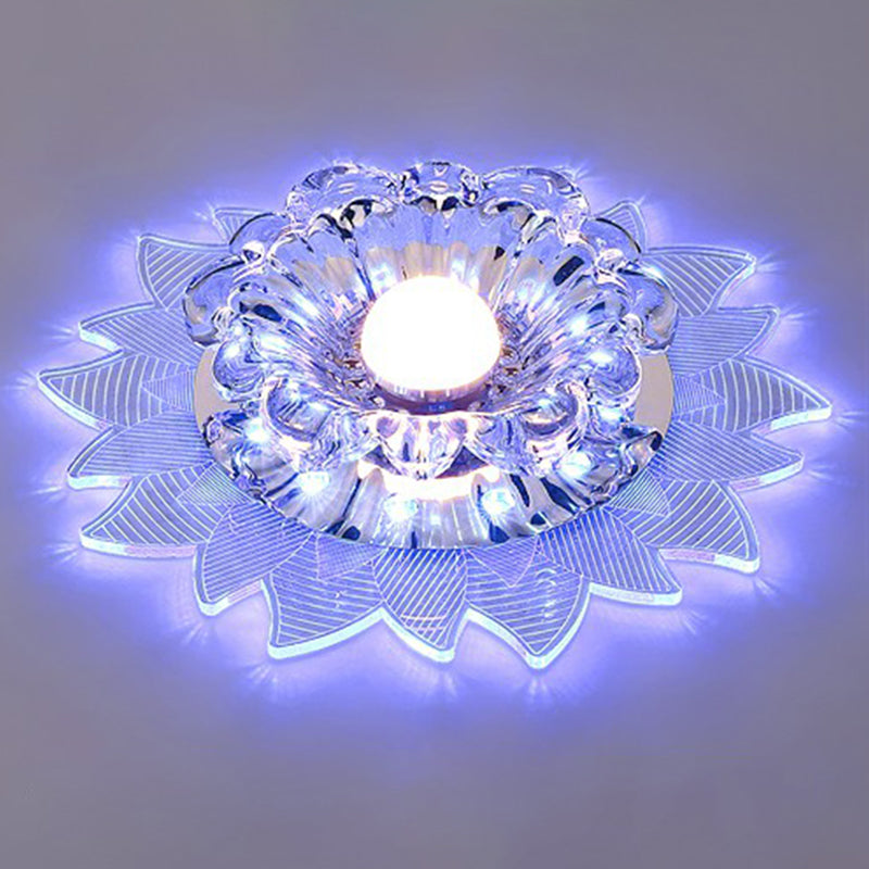 Plafonnier encastré de couloir de cristal encastré LED moderne en forme de fleur