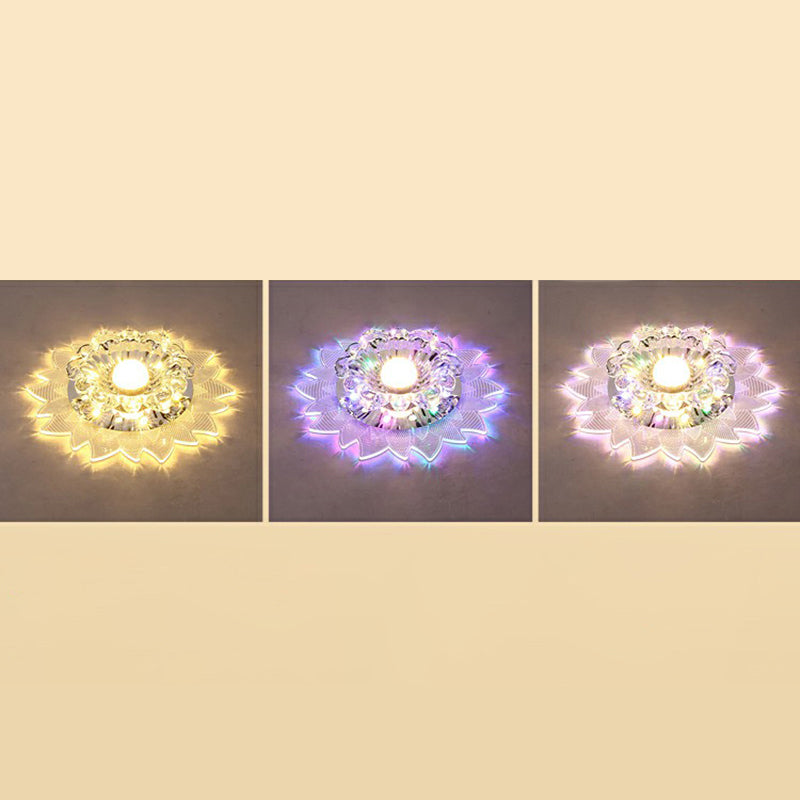 Plafonnier encastré de couloir de cristal encastré LED moderne en forme de fleur