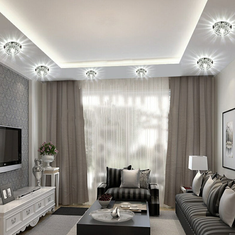 Floral Flush Ceiling Light Contemporary Crystal Corridor LED Flush Mount Lighting Fixture in Clear