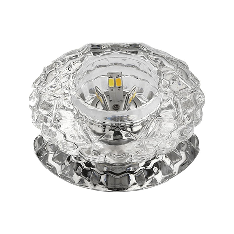Floral Flush Ceiling Light Contemporary Crystal Corridor LED Flush Mount Lighting Fixture in Clear