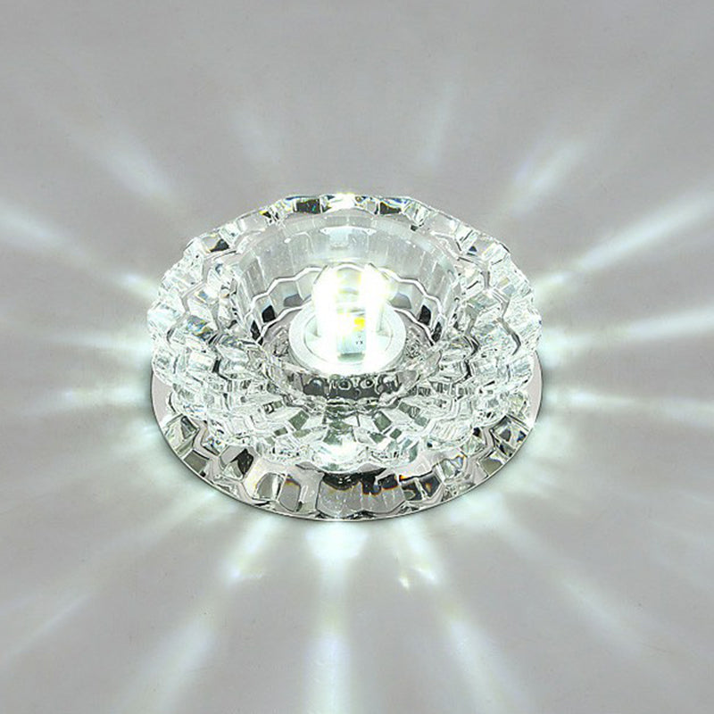 Floral Flush Ceiling Light Contemporary Crystal Corridor LED Flush Mount Lighting Fixture in Clear