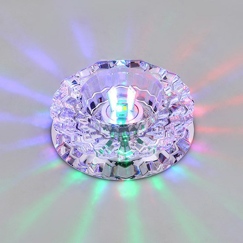 Floral Flush Ceiling Light Contemporary Crystal Corridor LED Flush Mount Lighting Fixture in Clear