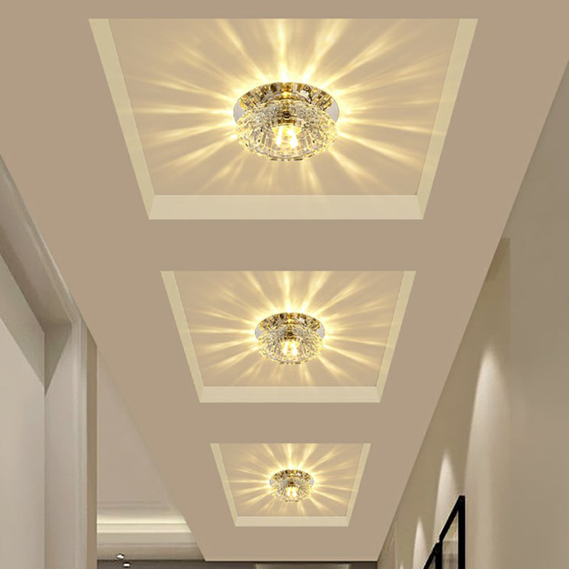 Floral Flush Ceiling Light Contemporary Crystal Corridor LED Flush Mount Lighting Fixture in Clear