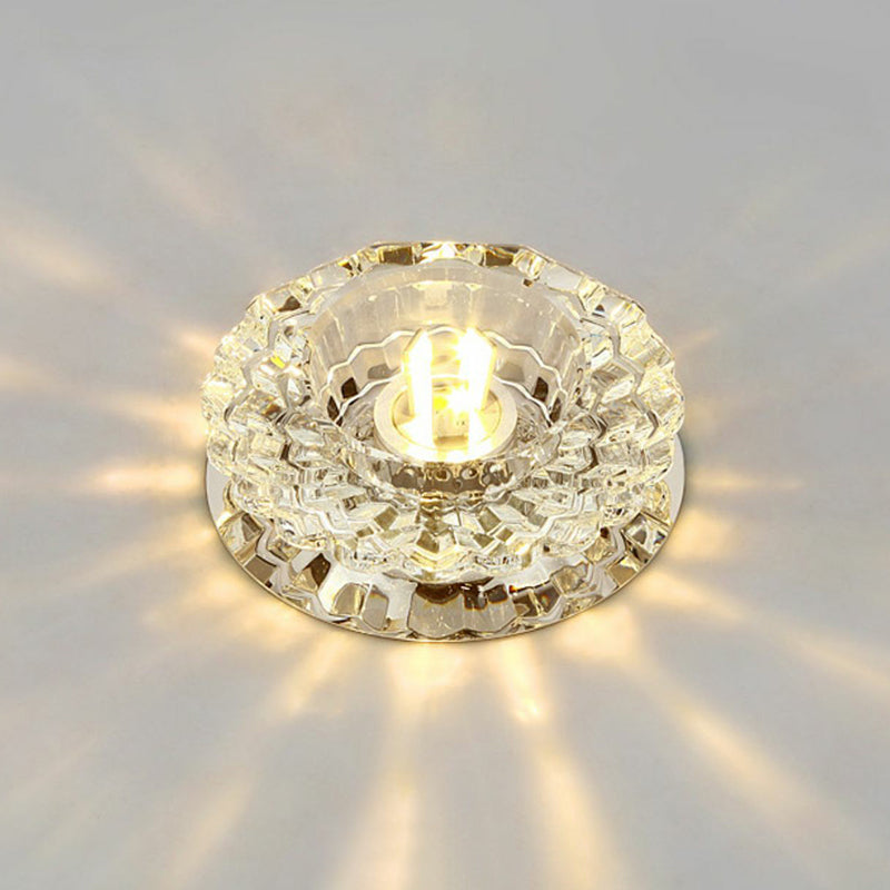 Floral Flush Ceiling Light Contemporary Crystal Corridor LED Flush Mount Lighting Fixture in Clear