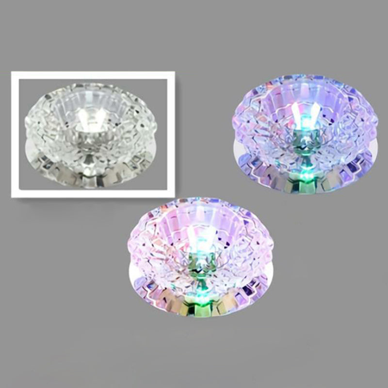 Floral Flush Ceiling Light Contemporary Crystal Corridor LED Flush Mount Lighting Fixture in Clear
