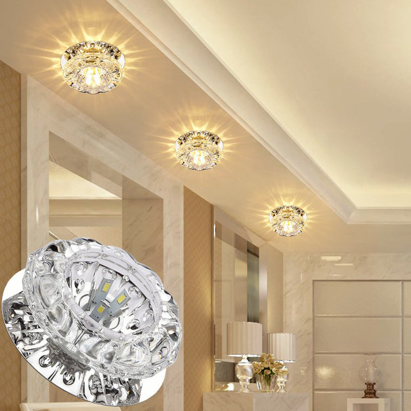 Crystal Flower LED Flush Mount Light Simplicity Clear Flush Mount Ceiling Light for Hallway