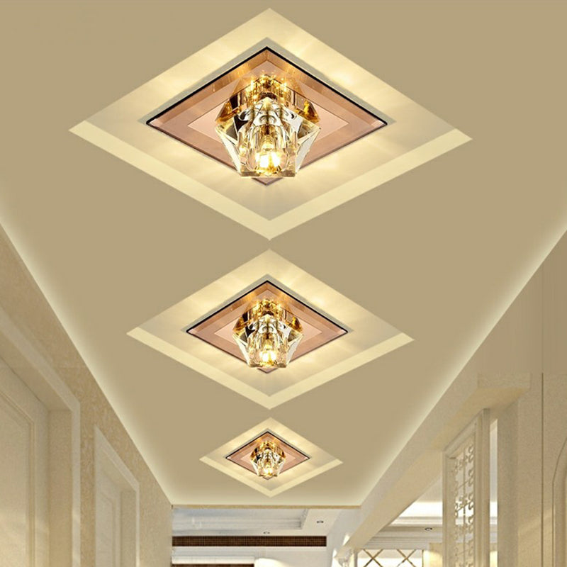 Plafonnier LED en forme de pierre précieuse artistique, luminaire de plafond en cristal pour couloir