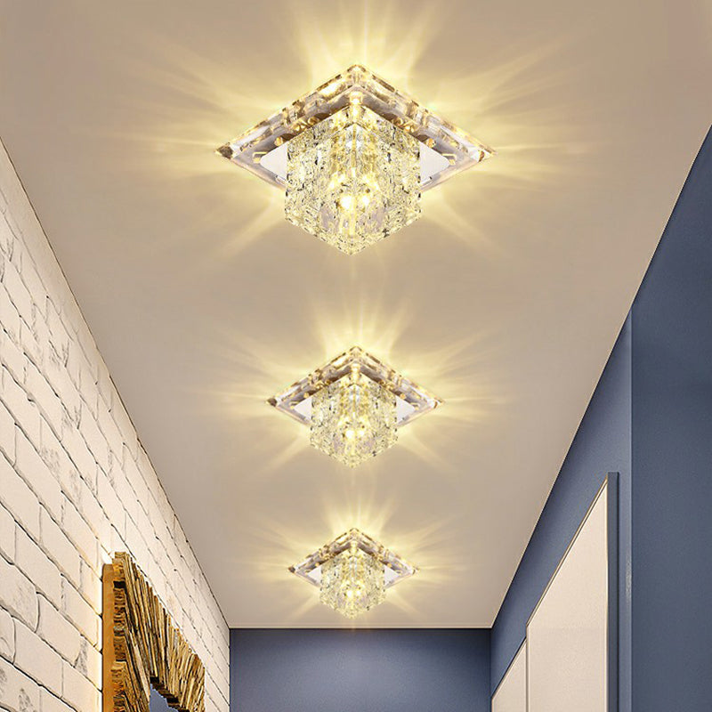 Plafonnier carré artistique à LED transparent, luminaire de plafond pour couloir