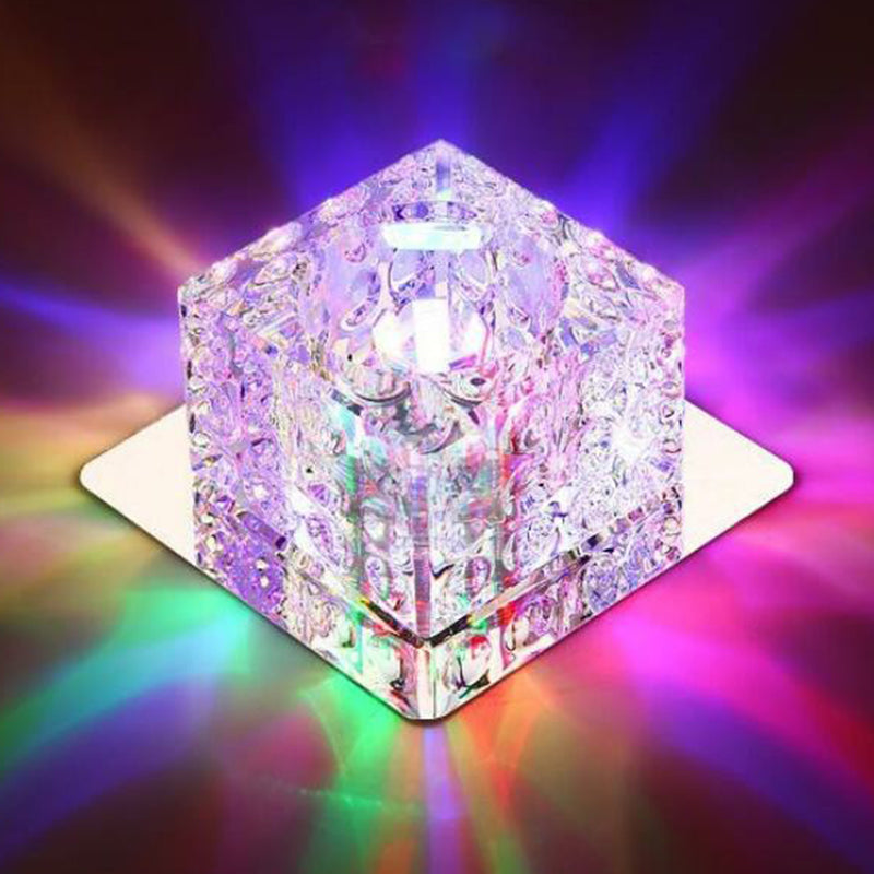 Squared Forme Entryway Flush Mount Lighting Crystal Minimalist DEL Flush Mount Fixture in Clear