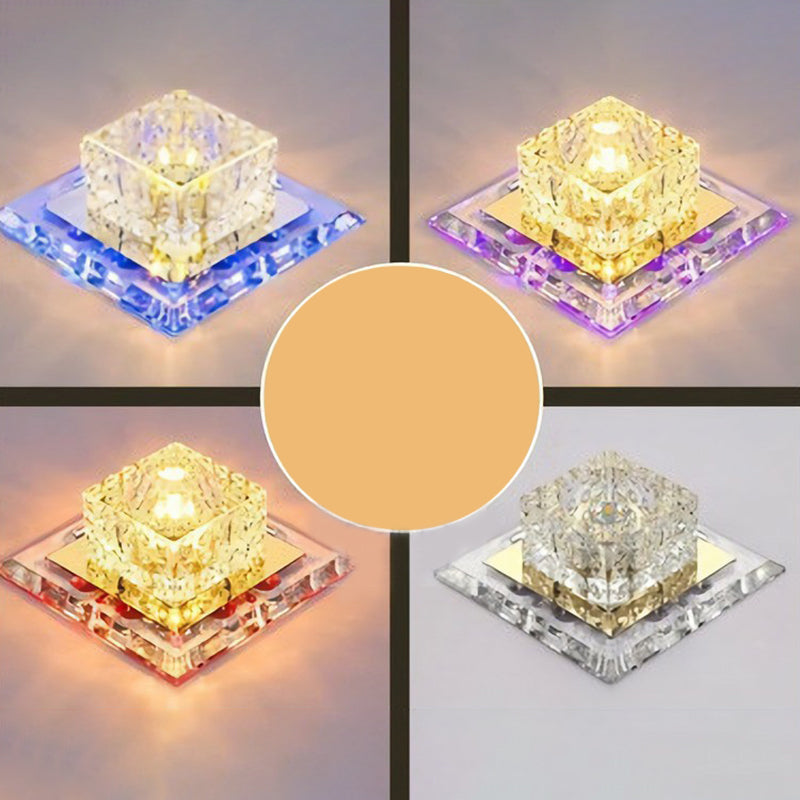 Squared Forme Entryway Flush Mount Lighting Crystal Minimalist DEL Flush Mount Fixture in Clear