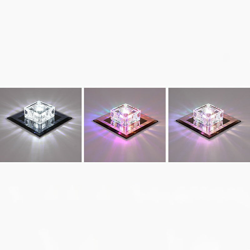 Luz de techo empotrada LED de forma cuadrada moderna, luz de techo empotrada de cristal para pasillo