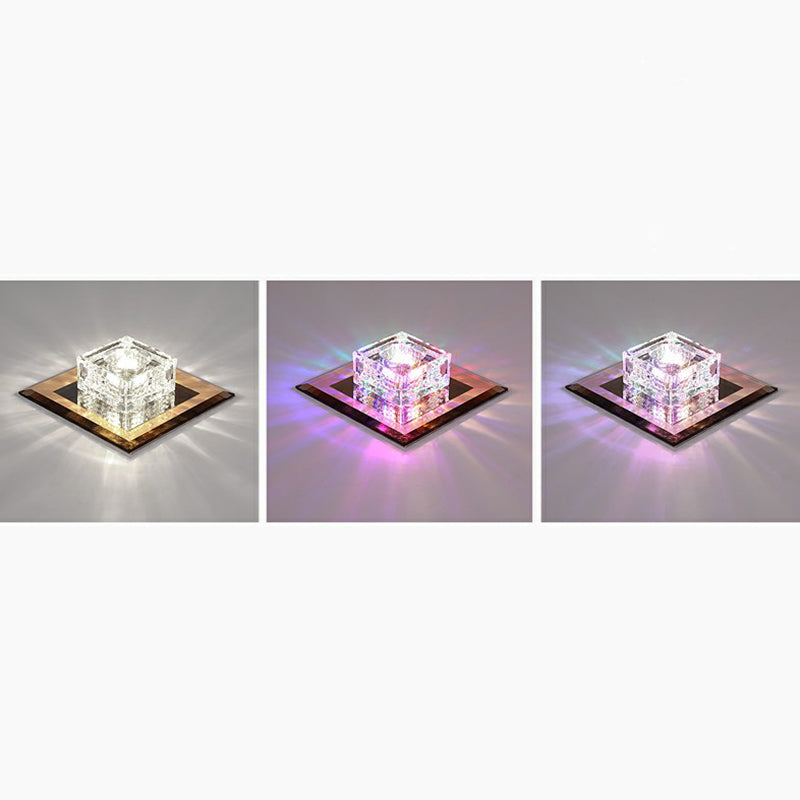 Luz de techo empotrada LED de forma cuadrada moderna, luz de techo empotrada de cristal para pasillo