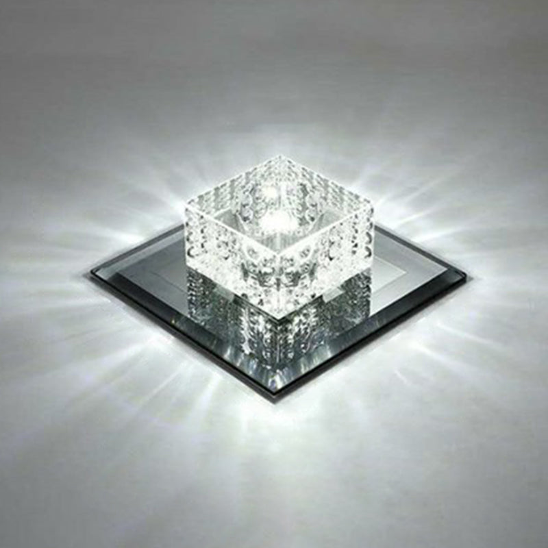 Crystal Square LED Flush Mount Light Simplicity Flush Mount Ceiling Light in Black for Foyer