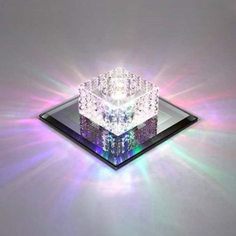 Crystal Square LED Flush Mount Light Simplicity Flush Mount Ceiling Light in Black for Foyer