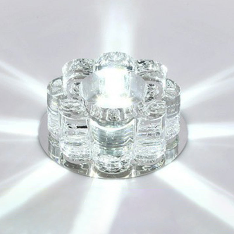 Lámpara empotrada de cristal floral, lámpara de techo empotrada LED transparente artística para sala de estar