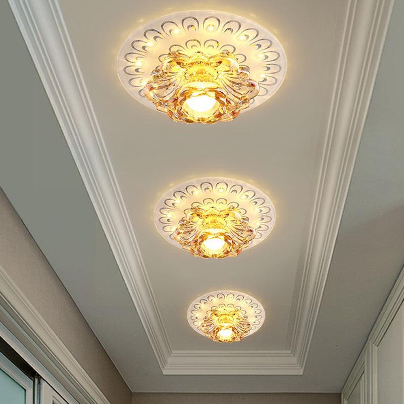 Contemporary Floral Flush Ceiling Light Crystal Corridor LED Flush Mount Lighting-Leuchte in Weiß