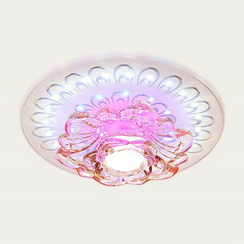 Contemporary Floral Flush Ceiling Light Crystal Corridor LED Flush Mount Lighting-Leuchte in Weiß