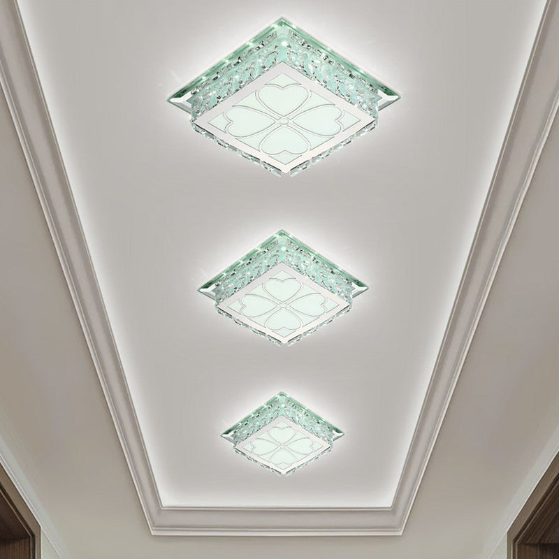 Plafonnier LED carré clair en cristal de simplicité, luminaire de plafond pour Foyer