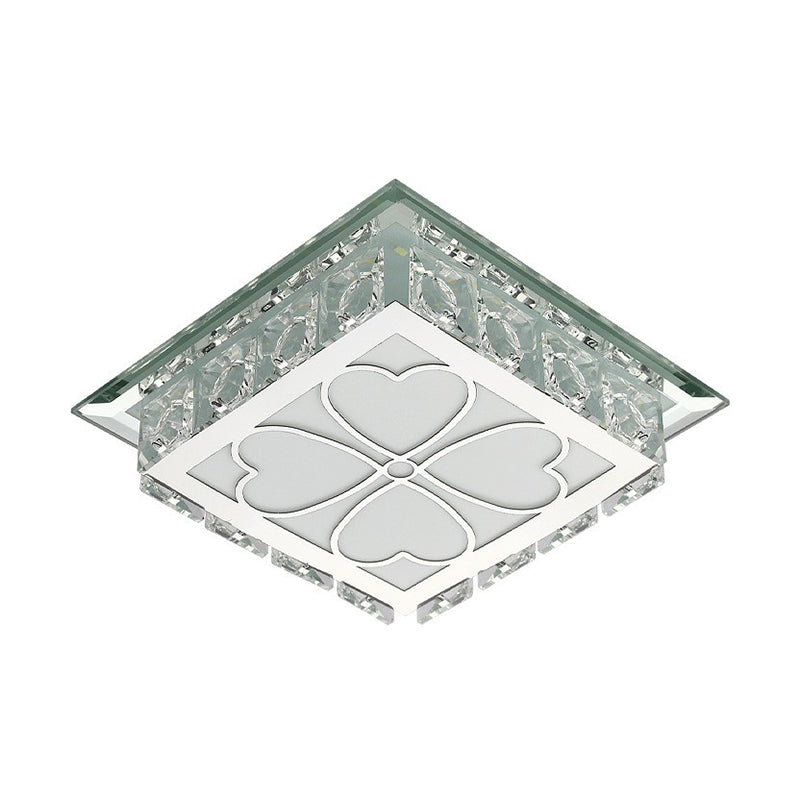 Plafonnier LED carré clair en cristal de simplicité, luminaire de plafond pour Foyer