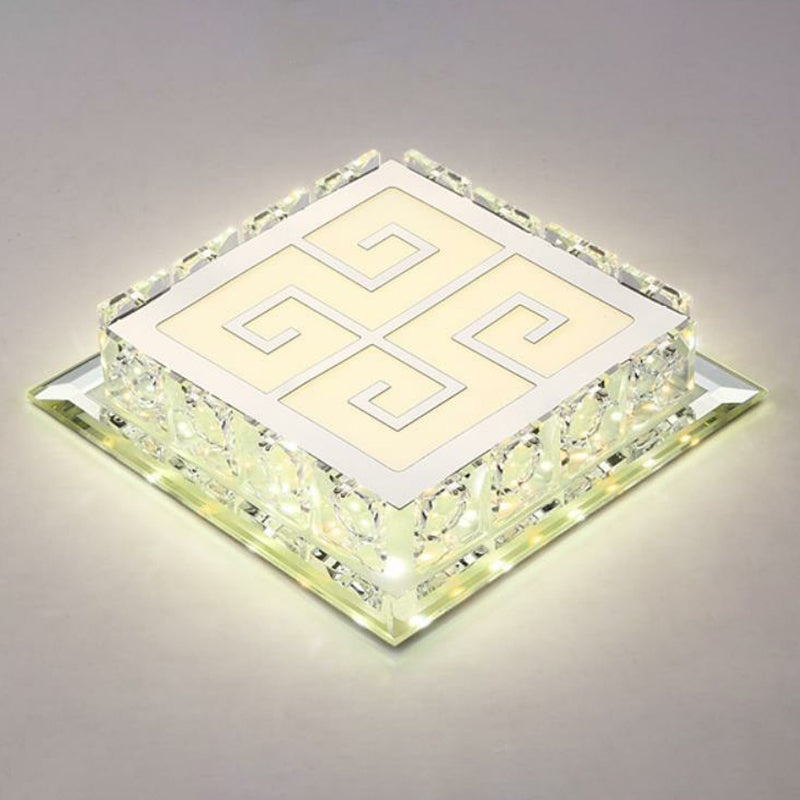 Plafonnier LED carré clair en cristal de simplicité, luminaire de plafond pour Foyer