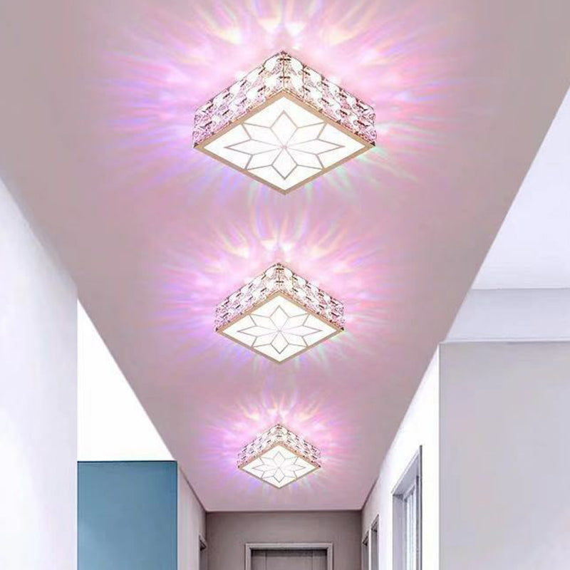 Plafonnier LED de forme carrée, cristallin, artistique, luminaire de plafond avec diffuseur en acrylique